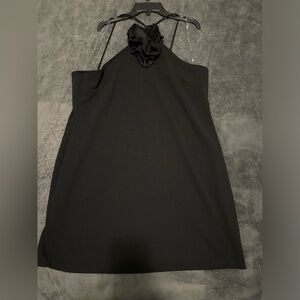 Fashion Nova Black Flower Halter Dress